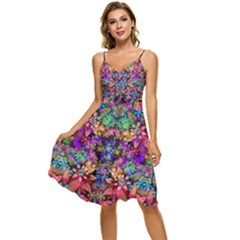 Flower Patterns Abstract Pattern Digital Art Sleeveless Tie Front Chiffon Dress by Semog4