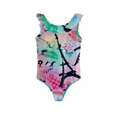 From Paris Abstract Art Pattern Kids  Frill Swimsuit by Semog4