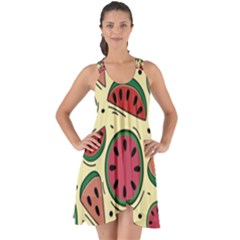 Watermelon Pattern Slices Fruit Show Some Back Chiffon Dress by Semog4