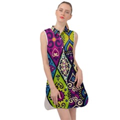 Ethnic Pattern Abstract Sleeveless Shirt Dress by Semog4