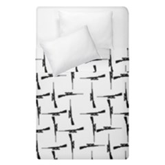 Precision Pursuit: Hunting Motif Black And White Pattern Duvet Cover Double Side (single Size) by dflcprintsclothing