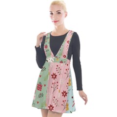 Flat Christmas Pattern Collection Plunge Pinafore Velour Dress by Semog4