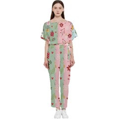 Flat Christmas Pattern Collection Batwing Lightweight Chiffon Jumpsuit by Semog4