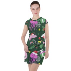 Colorful Funny Christmas Pattern Drawstring Hooded Dress by Semog4