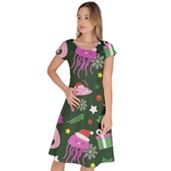 Colorful Funny Christmas Pattern Classic Short Sleeve Dress by Semog4