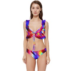 Abstract Background Colorful Pattern Low Cut Ruffle Edge Bikini Set by Semog4