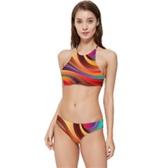 Abstract Colorful Background Wavy Banded Triangle Bikini Set by Semog4