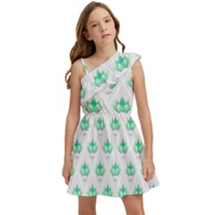 Plant Pattern Green Leaf Flora Kids  One Shoulder Party Dress by Semog4