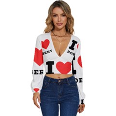 I Love Robert Long Sleeve Deep-v Velour Top by ilovewhateva