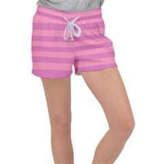Pink Stripes Striped Design Pattern Women s Velour Lounge Shorts by Semog4