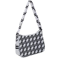 Pattern-monochrome-repeat Zip Up Shoulder Bag by Semog4