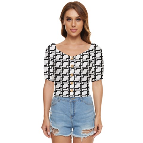 Pattern-monochrome-repeat Button Up Blouse by Semog4