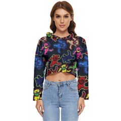 Grateful Dead Pattern Women s Lightweight Cropped Hoodie by Semog4