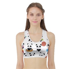 Playing Pandas Cartoons Sports Bra With Border by Semog4
