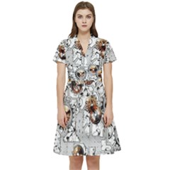 Gears Movement Machine Short Sleeve Waist Detail Dress by Semog4