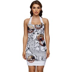 Gears Movement Machine Sleeveless Wide Square Neckline Ruched Bodycon Dress by Semog4