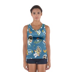 Seamless Pattern Funny Astronaut Outer Space Transportation Sport Tank Top  by Semog4