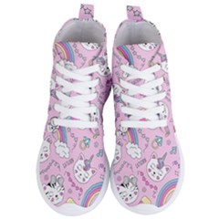 Beautiful Cute Animals Pattern Pink Women s Lightweight High Top Sneakers by Semog4