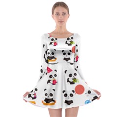 Giant Panda Bear Cuteness Long Sleeve Skater Dress by Salman4z
