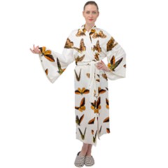 Butterfly Butterflies Insect Swarm Maxi Velvet Kimono by Salman4z
