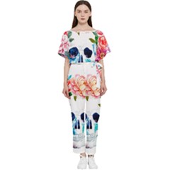 Day Of The Dead Skull Art Batwing Lightweight Chiffon Jumpsuit by Salman4z
