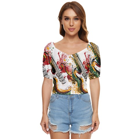 Electric Guitar Grunge Button Up Blouse by Salman4z