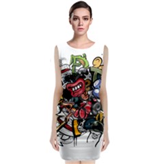 Mural Graffiti Paint Sleeveless Velvet Midi Dress by Salman4z