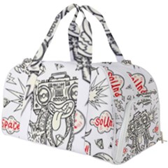 Drawing Clip Art Hand Painted Abstract Creative Space Squid Radio Burner Gym Duffel Bag by Salman4z