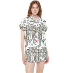 Drawing Clip Art Hand Painted Abstract Creative Space Squid Radio Chiffon Lounge Set by Salman4z