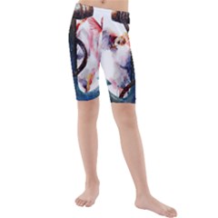Anchor Watercolor Painting Tattoo Art Anchors And Birds Kids  Mid Length Swim Shorts by Salman4z