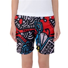 Multicolored Doodle Art Street Art Women s Basketball Shorts by Salman4z