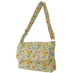 Nature Doodle Art Trees Birds Owl Children Pattern Multi Colored Full Print Messenger Bag (l) by Salman4z