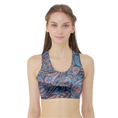 Background Ornament Paisley Sports Bra With Border by Salman4z