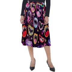 Funny Monster Mouths Classic Velour Midi Skirt  by Salman4z