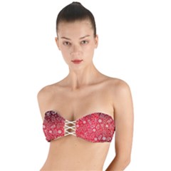 Christmas Pattern Red Twist Bandeau Bikini Top by Salman4z