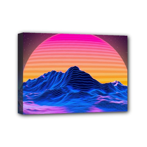 Sun Ultra Artistic 3d Illustration Sunset Mini Canvas 7  X 5  (stretched) by Salman4z