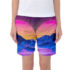 Sun Ultra Artistic 3d Illustration Sunset Women s Basketball Shorts by Salman4z
