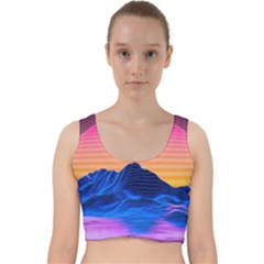 Sun Ultra Artistic 3d Illustration Sunset Velvet Racer Back Crop Top by Salman4z