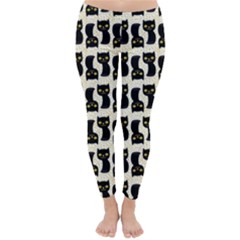 Black Cats And Dots Koteto Cat Pattern Kitty Classic Winter Leggings by Salman4z