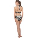 Black Cats And Dots Koteto Cat Pattern Kitty Halter Side Cut Swimsuit View2