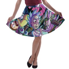 Rick And Morty Time Travel Ultra A-line Skater Skirt by Salman4z