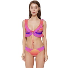 Sunset Summer Time Low Cut Ruffle Edge Bikini Set by Salman4z
