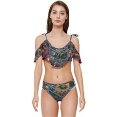 Fictional Character Cartoons Ruffle Edge Tie Up Bikini Set	 by Salman4z