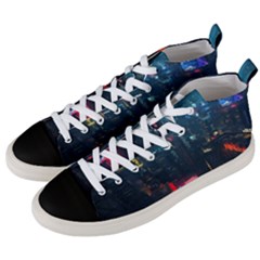 Cityscape Digital Art Men s Mid-top Canvas Sneakers by Salman4z