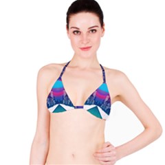 Retro Cityscape Artist Artwork Digital Art Bikini Top by Salman4z