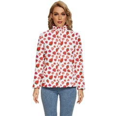 Watercolor Strawberry Women s Puffer Bubble Jacket Coat by SychEva