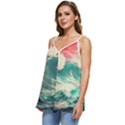 Storm Tsunami Waves Ocean Sea Nautical Nature 2 Casual Spaghetti Strap Chiffon Top View2