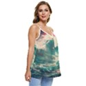 Storm Tsunami Waves Ocean Sea Nautical Nature 2 Casual Spaghetti Strap Chiffon Top View3