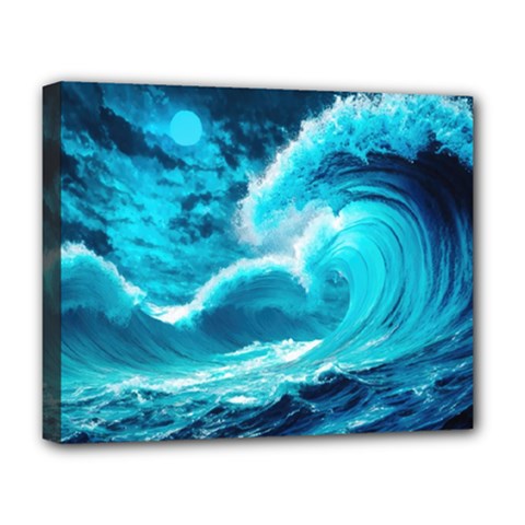 Waves Ocean Sea Tsunami Nautical 3 Deluxe Canvas 20  X 16  (stretched) by Jancukart