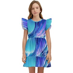 Tsunami Tidal Wave Ocean Waves Sea Nature Water 2 Kids  Winged Sleeve Dress by Jancukart